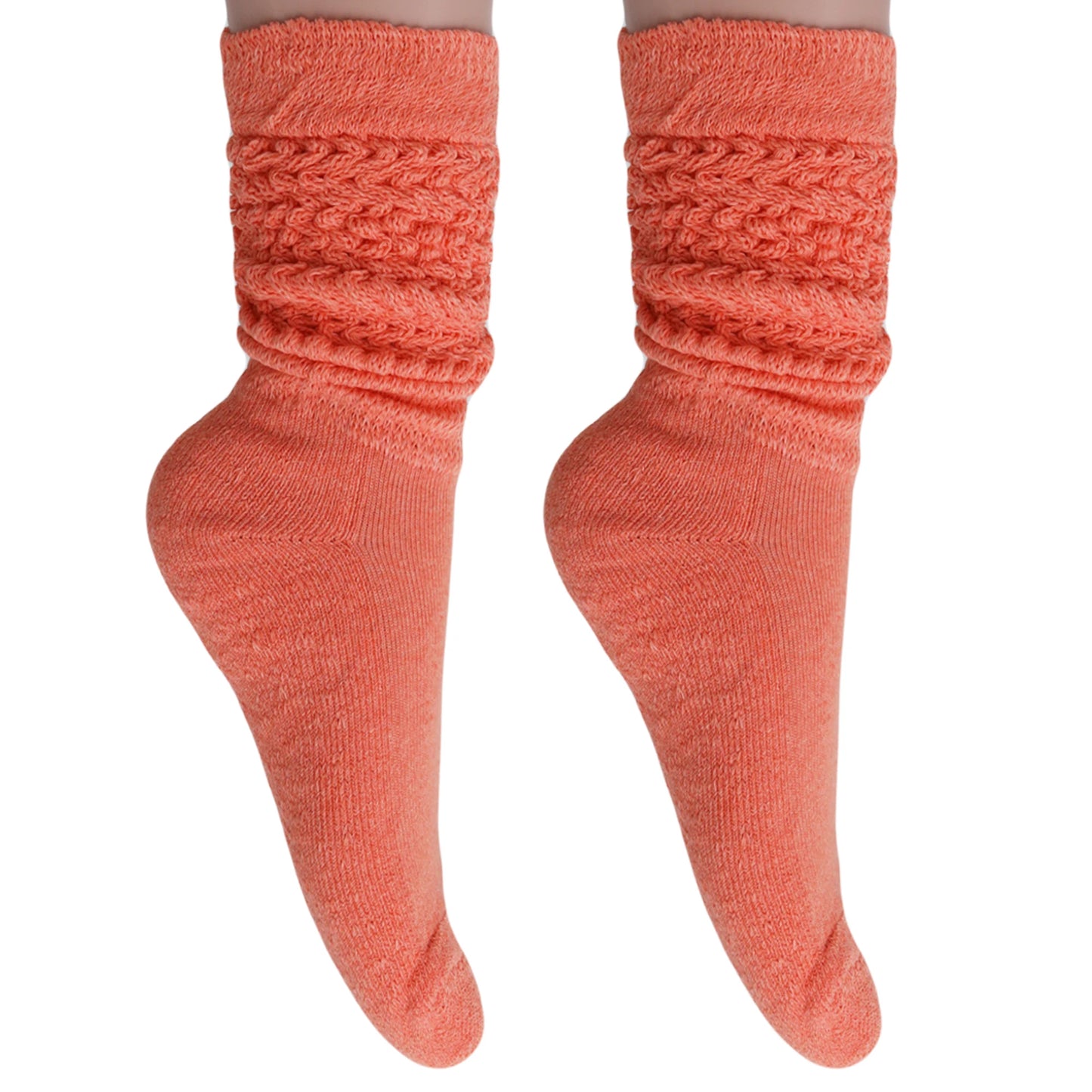 Light Orange Heavy Slouch Socks for Women Shoe Size 5 to 10 2 Pairs