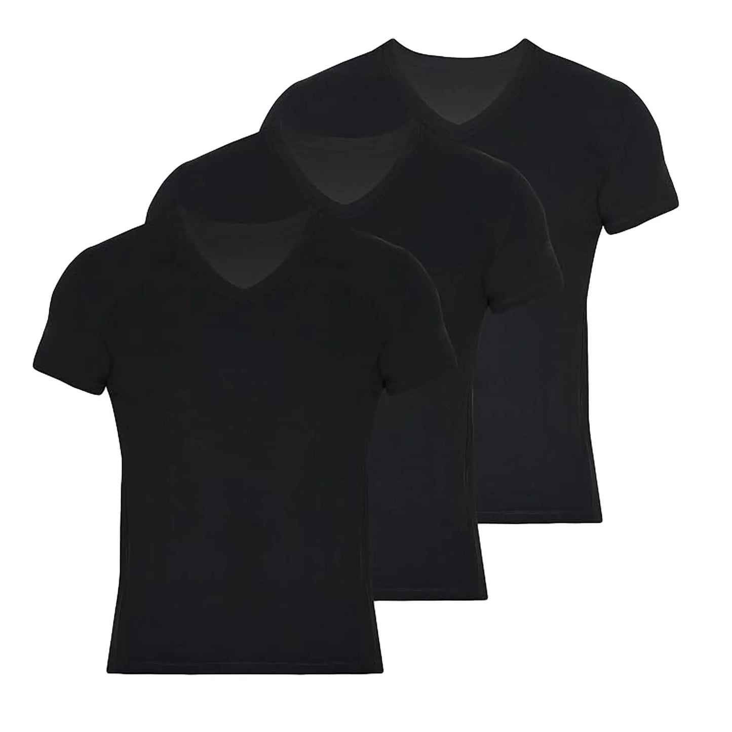 Premium V Neck T Shirts for Men Rayon Made from Bamboo Tees Moisture Wicking Undershirts 3 Pack