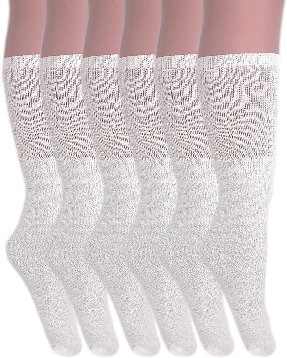 6 Pairs Men's and Women's Cotton Knee High Tube Socks Size 9-15 for Sports