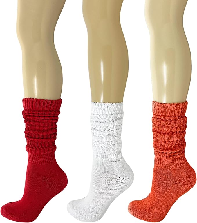 Women's Extra Heavy Cotton Slouch Socks, 3 Pairs, Size 5-10, Colorful and Cushioned