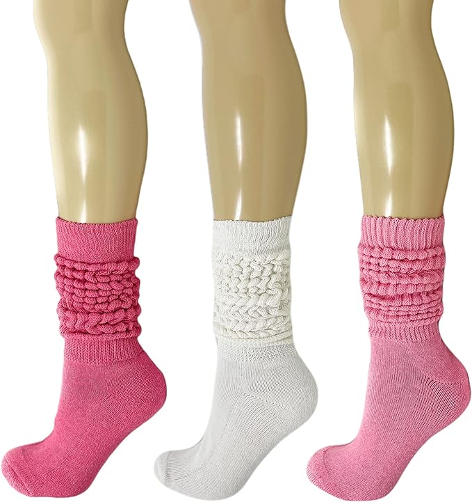Women's Extra Heavy Cotton Slouch Socks, 3 Pairs, Size 5-10, Colorful and Cushioned