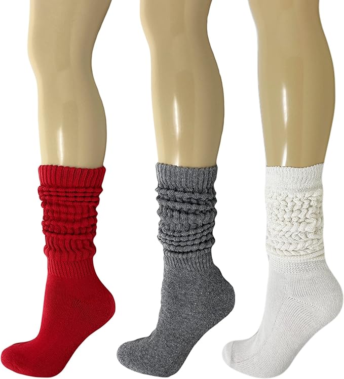 Women's Extra Heavy Cotton Slouch Socks, 3 Pairs, Size 5-10, Colorful and Cushioned