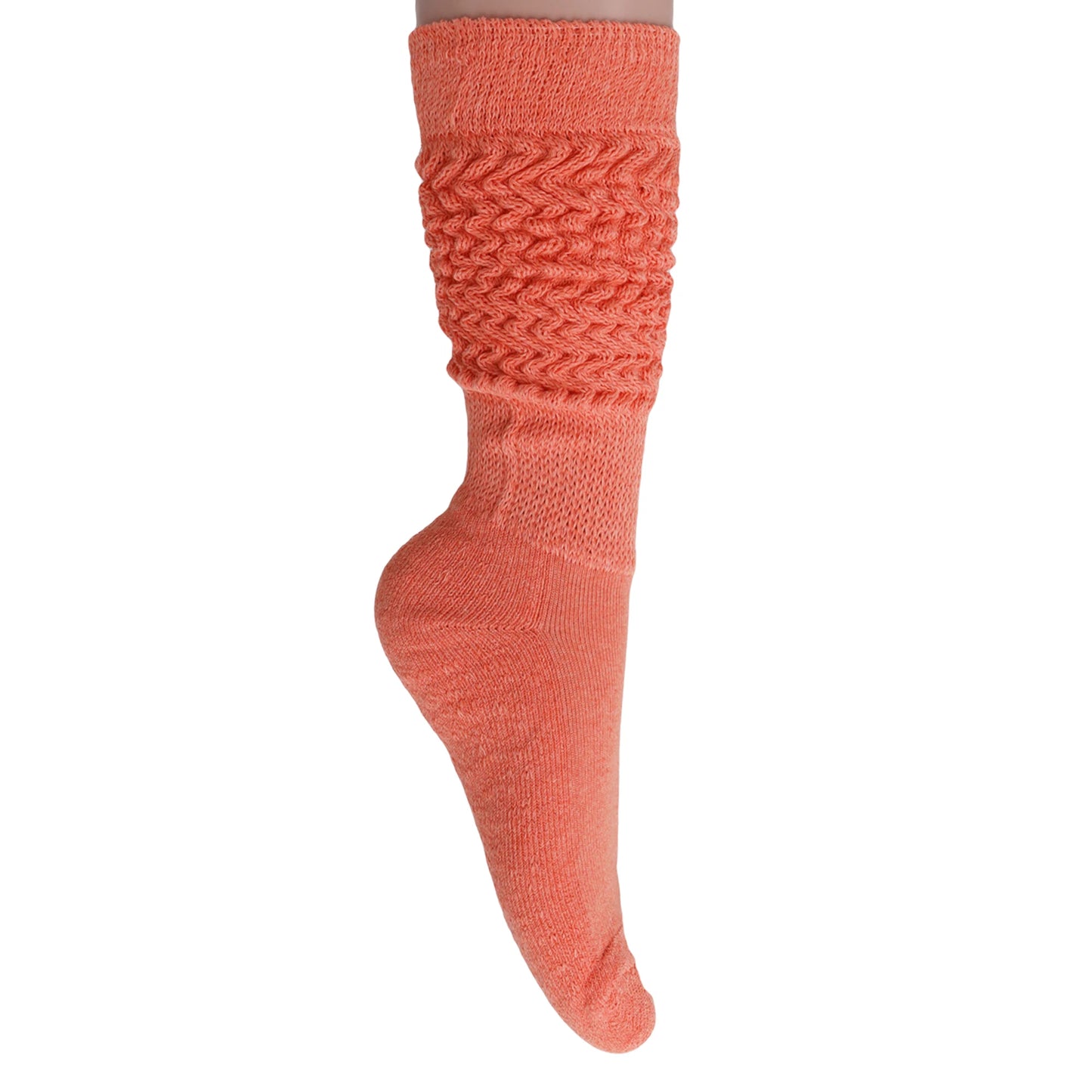 3 Pairs Light Orange Slouchy Scrunch Cotton Slouch Socks for Women Shoe Size 5 to 10