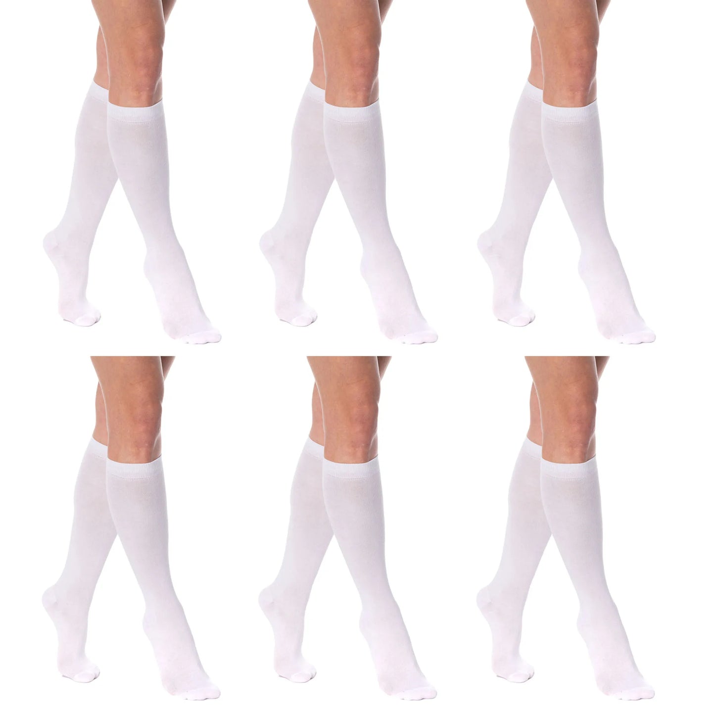 Knee High Socks for Women Combed Cotton Over The Calf Long Socks 6 Pairs