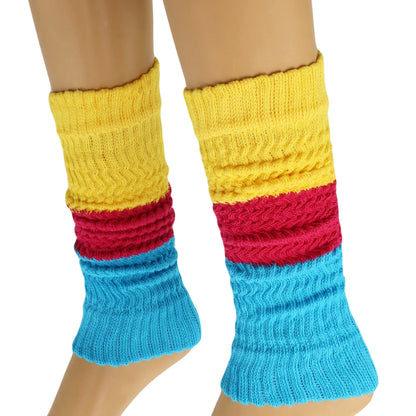 Cotton Leg Warmers for Women Colorful All Cotton Baggy Leg Warmer 3 Pairs
