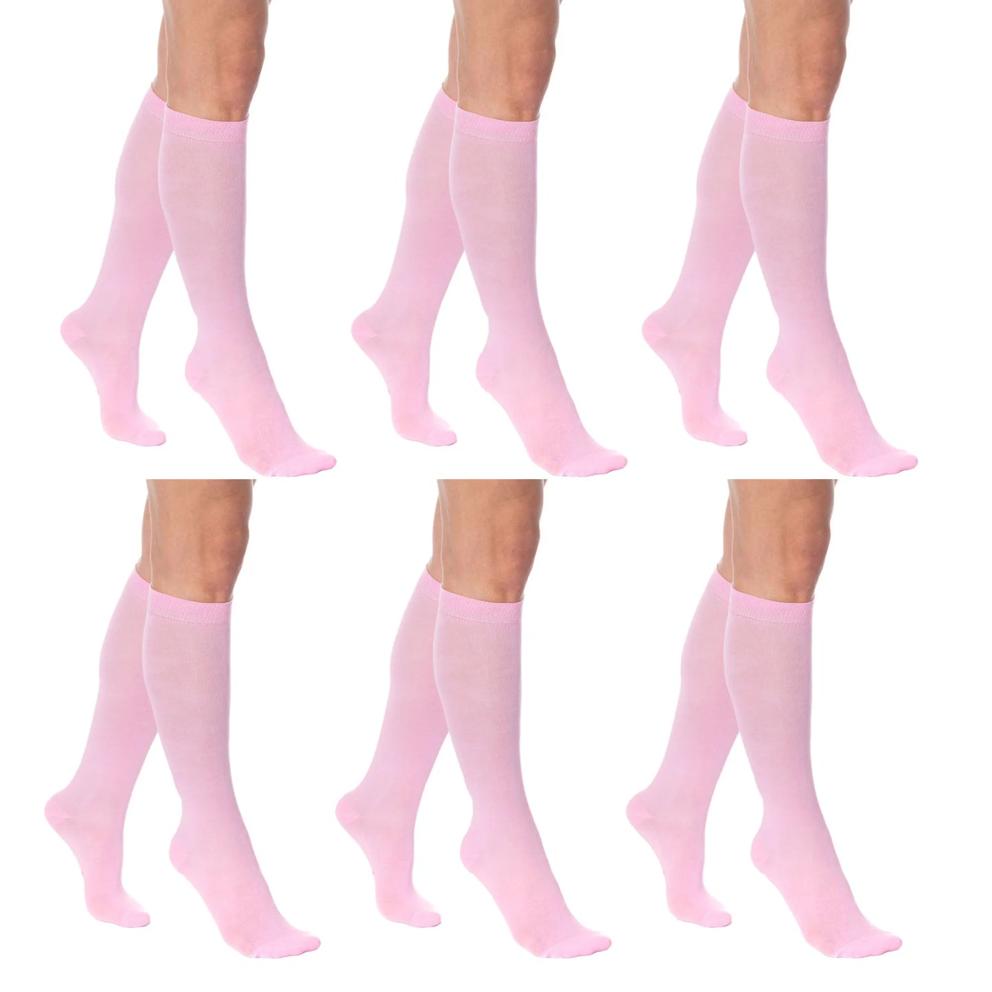 Knee High Socks for Women Combed Cotton Over The Calf Long Socks 6 Pairs