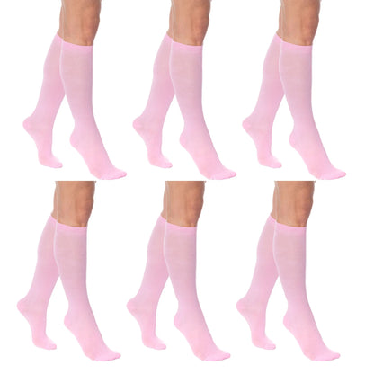 Knee High Socks for Women Combed Cotton Over The Calf Long Socks 6 Pairs