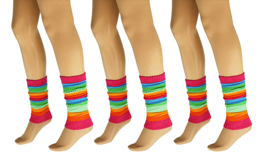 Cotton Leg Warmers for Women Colorful All Cotton Baggy Leg Warmer 3 Pairs