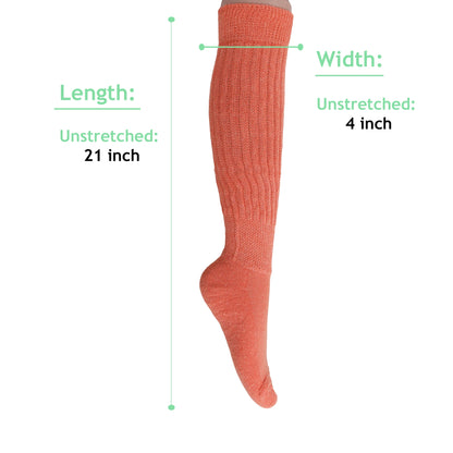 Light Orange Slouch Socks for Women Scrunch Knee Socks Shoe Size 5 to 10 1 Pair