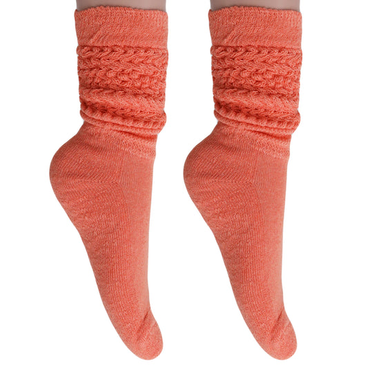 Light Orange Heavy Slouch Socks for Women Shoe Size 5 to 10 2 Pairs