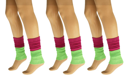 Cotton Leg Warmers for Women Colorful All Cotton Baggy Leg Warmer 3 Pairs