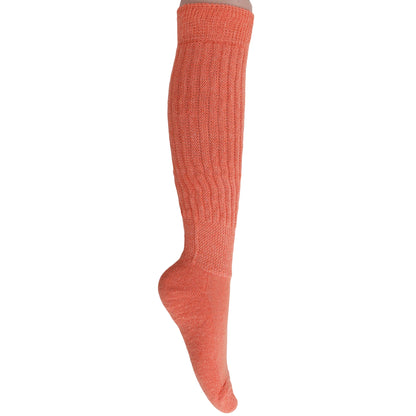 3 Pairs Light Orange Slouchy Scrunch Cotton Slouch Socks for Women Shoe Size 5 to 10