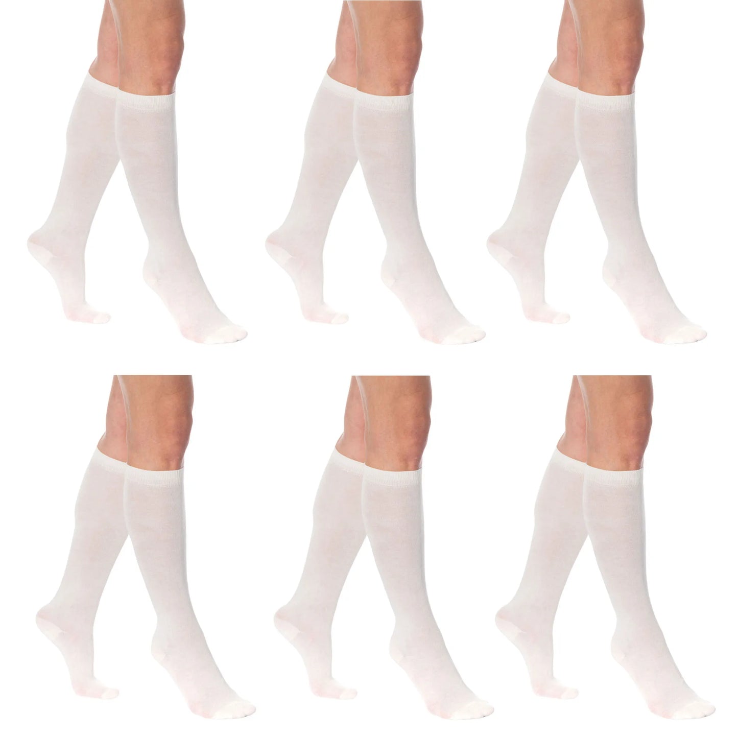 Knee High Socks for Women Combed Cotton Over The Calf Long Socks 6 Pairs