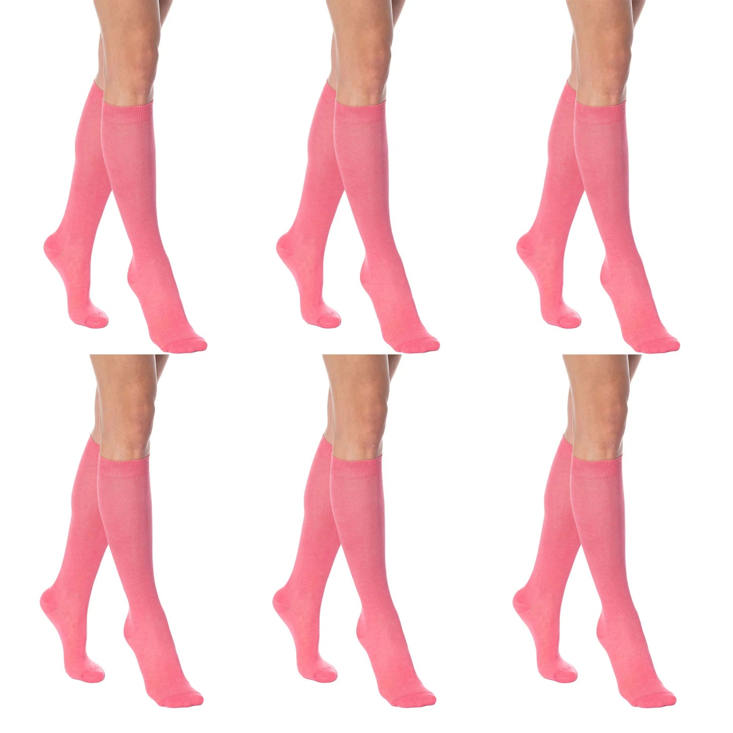 Knee High Socks for Women Combed Cotton Over The Calf Long Socks 6 Pairs