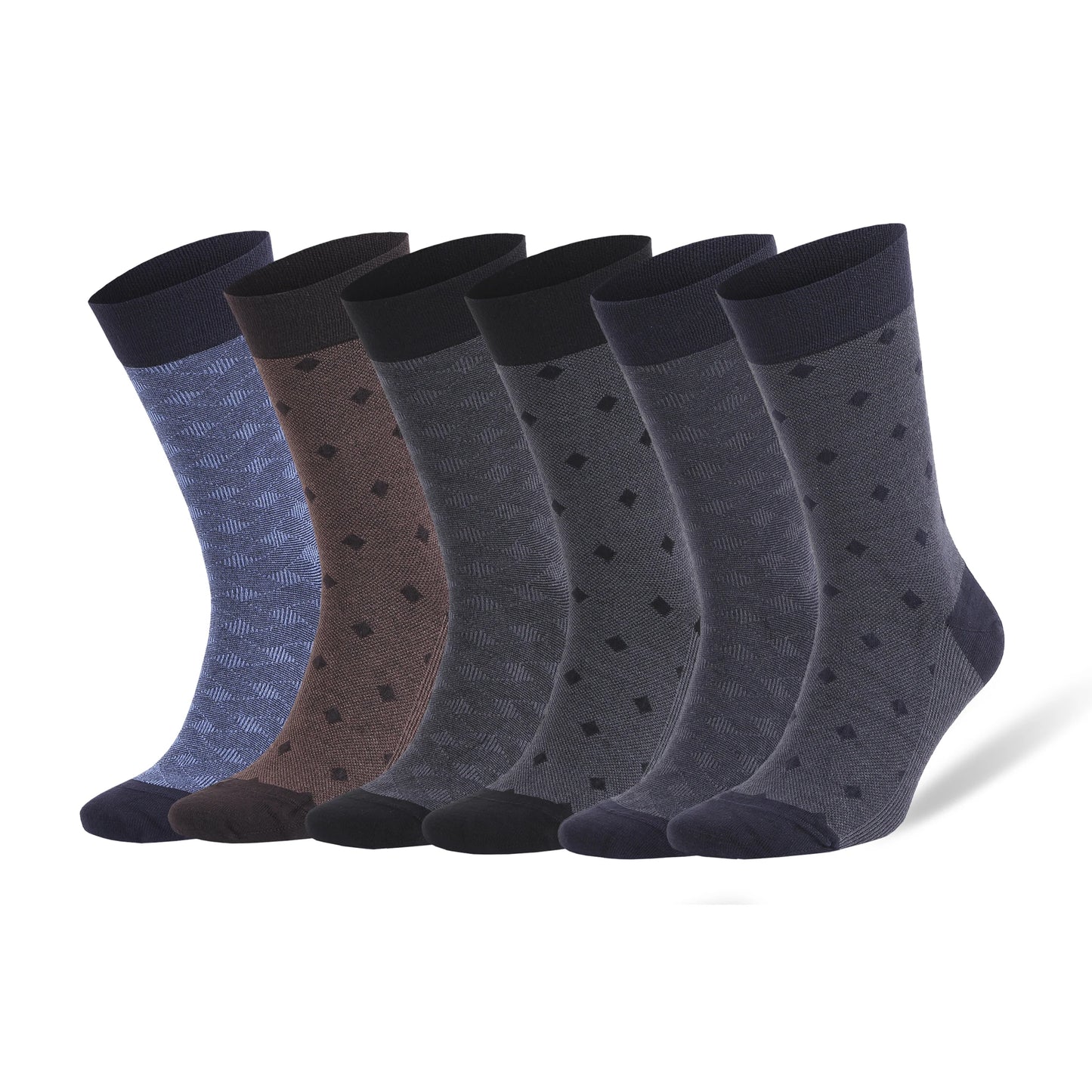 6 Pairs Bamboo Rayon Dress Socks for Men Business Trouser Socks Shoe Size 8 to 11.5