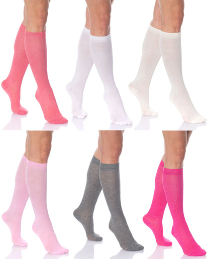 Colorful Knee High Socks for Women 6 Pairs Over the Calf Knee Socks