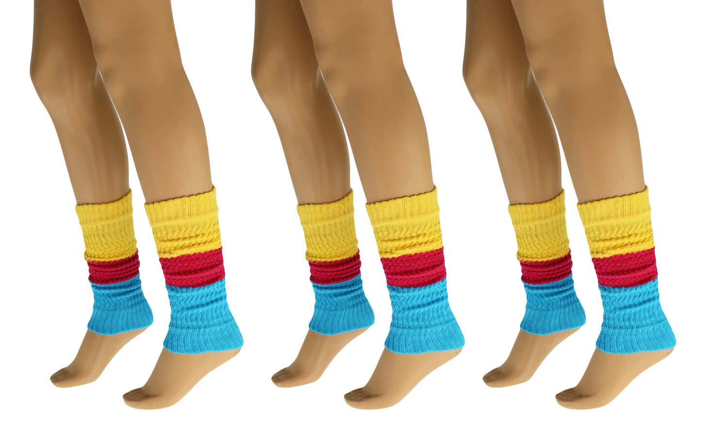 Cotton Leg Warmers for Women Colorful All Cotton Baggy Leg Warmer 3 Pairs