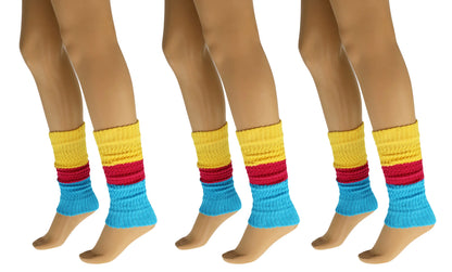Cotton Leg Warmers for Women Colorful All Cotton Baggy Leg Warmer 3 Pairs