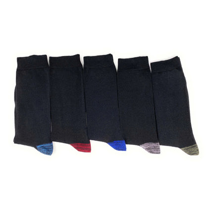 Men’s Cotton Crew Dress Socks 5 Pairs Business Casual Moisture-Wicking Size 10-13