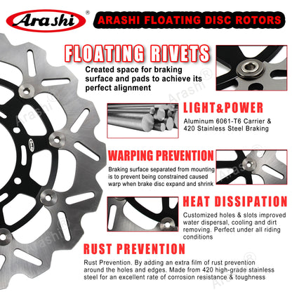 Floating Front & Rear Brake Disc Rotors with Pads for Suzuki GSX R 600 2006-2007