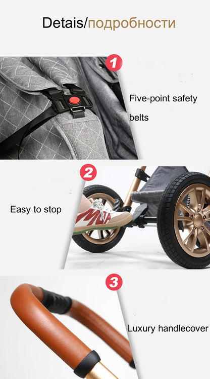 Fashion 3-in-1 Baby Stroller Travel System - Portable Pushchair & Carrier