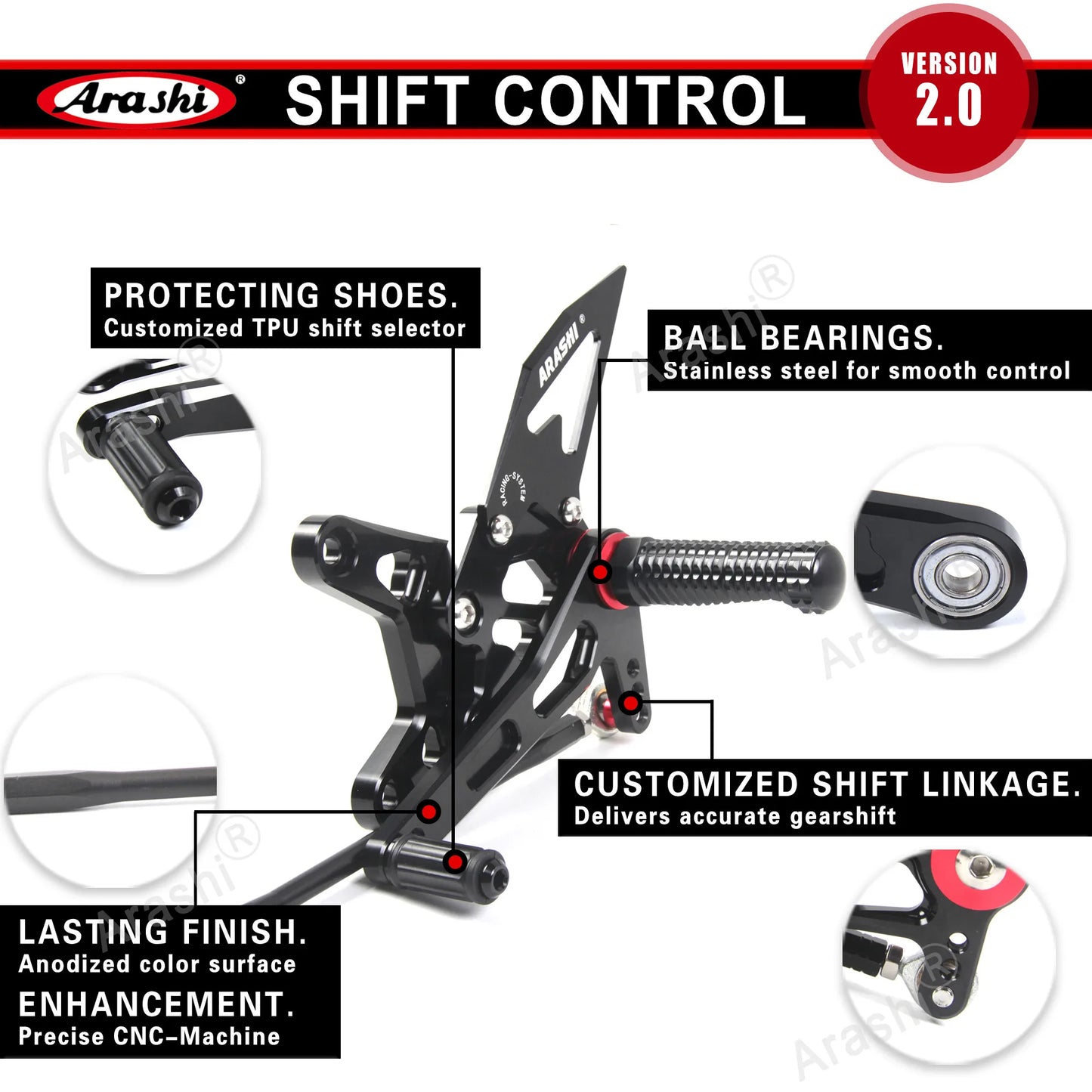 Adjustable Foot Pegs - Compatible with Kawasaki Ninja ZX6R 2005-2024