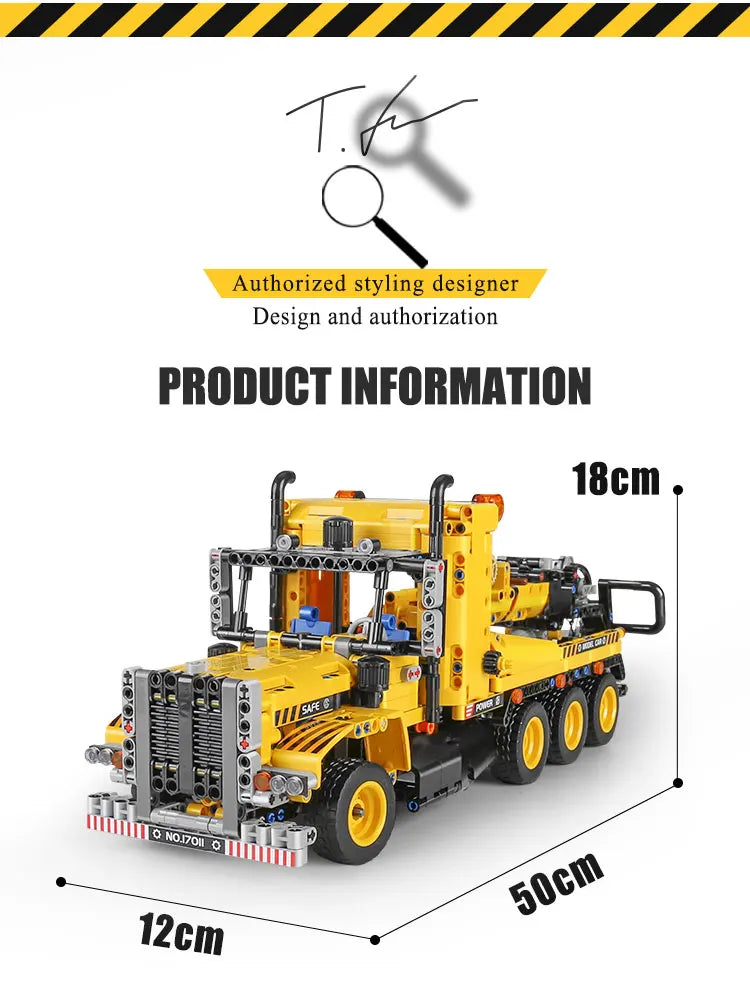 Tow Truck Building Set - 17011 MOC Road Trailer Kit for Teens & Adults