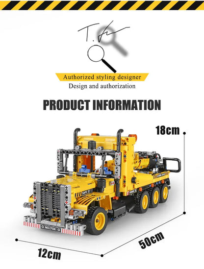 Tow Truck Building Set - 17011 MOC Road Trailer Kit for Teens & Adults