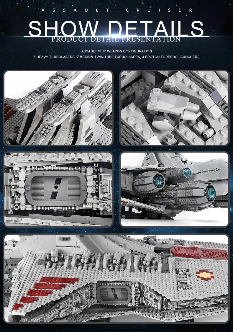 Republic Attack Cruiser Building Set - 6685PCS Starship Assembly Kit