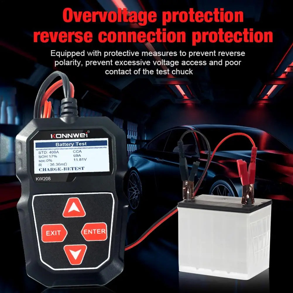 12V Car Battery Tester Analyzer - KW208 CCA, Load Test, Health Diagnostic Tool