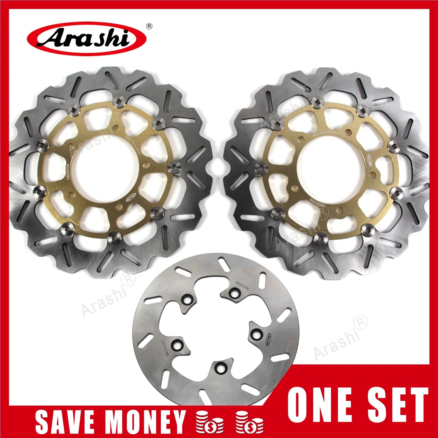 Floating Front & Rear Brake Disc Rotors with Pads for Suzuki GSX R 600 2006-2007