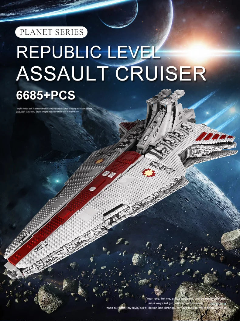 Republic Attack Cruiser Building Set - 6685PCS Starship Assembly Kit