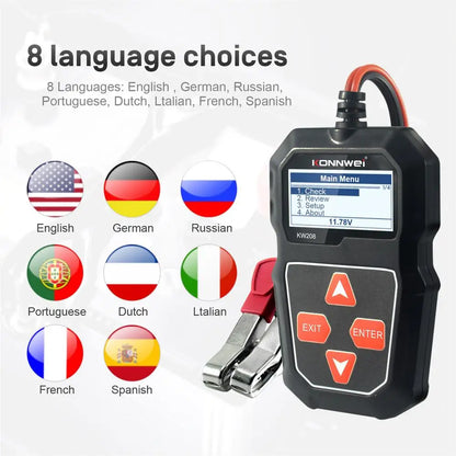 12V Car Battery Tester Analyzer - KW208 CCA, Load Test, Health Diagnostic Tool