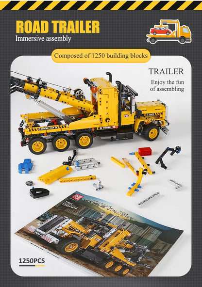 Tow Truck Building Set - 17011 MOC Road Trailer Kit for Teens & Adults