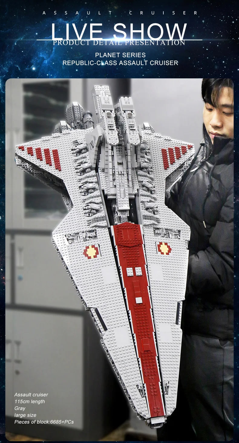Republic Attack Cruiser Building Set - 6685PCS Starship Assembly Kit