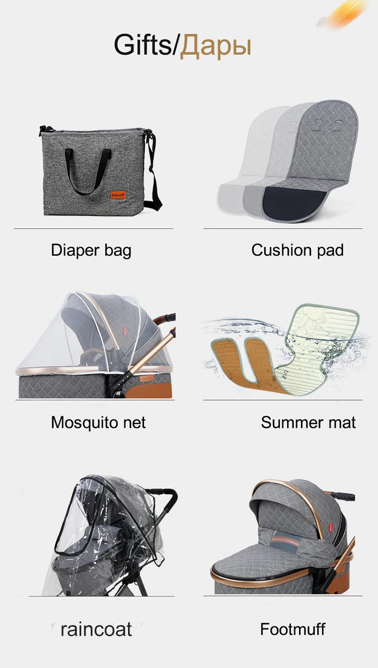 Fashion 3-in-1 Baby Stroller Travel System - Portable Pushchair & Carrier