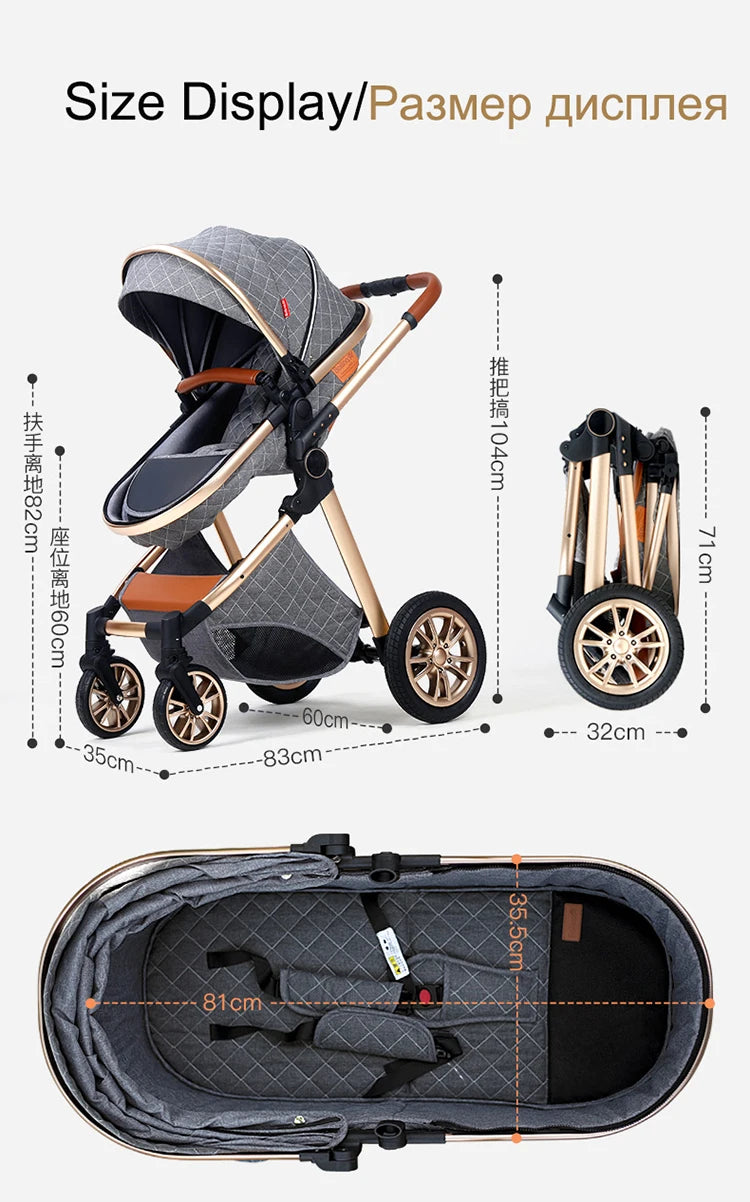 Fashion 3-in-1 Baby Stroller Travel System - Portable Pushchair & Carrier