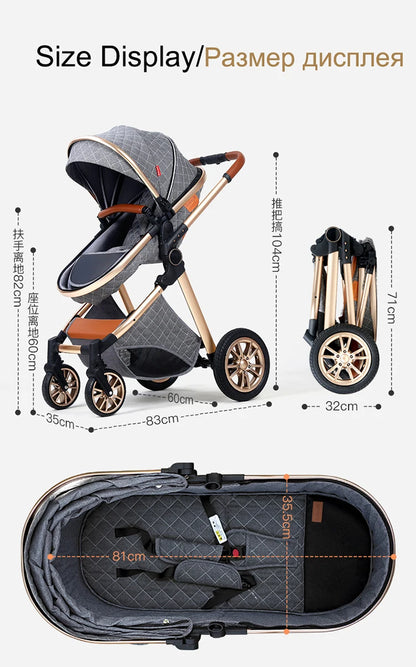 Fashion 3-in-1 Baby Stroller Travel System - Portable Pushchair & Carrier