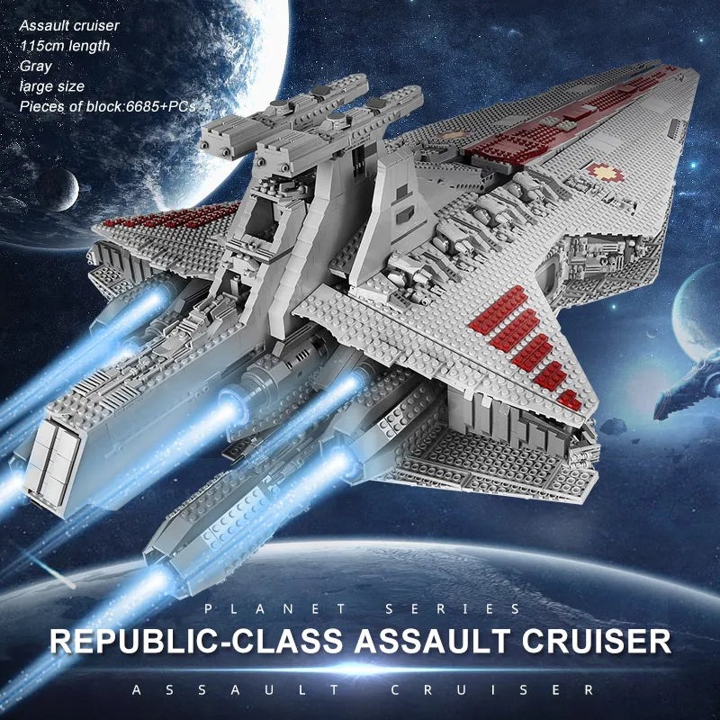 Republic Attack Cruiser Building Set - 6685PCS Starship Assembly Kit