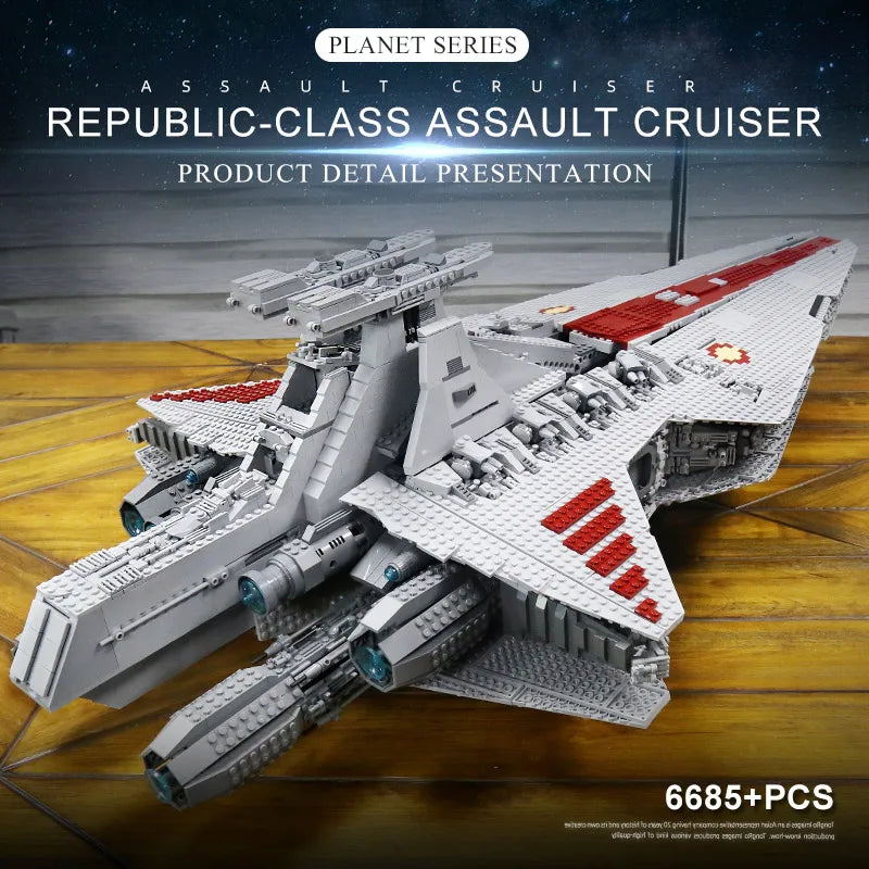 Republic Attack Cruiser Building Set - 6685PCS Starship Assembly Kit