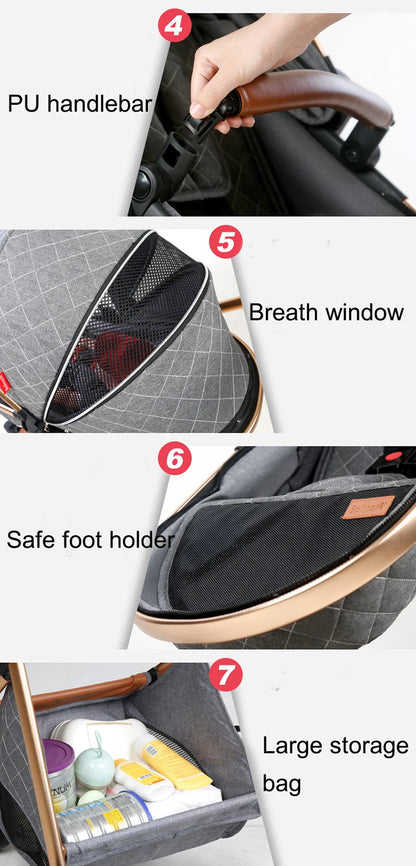 Fashion 3-in-1 Baby Stroller Travel System - Portable Pushchair & Carrier
