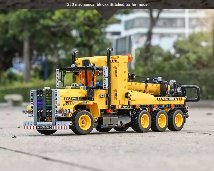 Tow Truck Building Set - 17011 MOC Road Trailer Kit for Teens & Adults