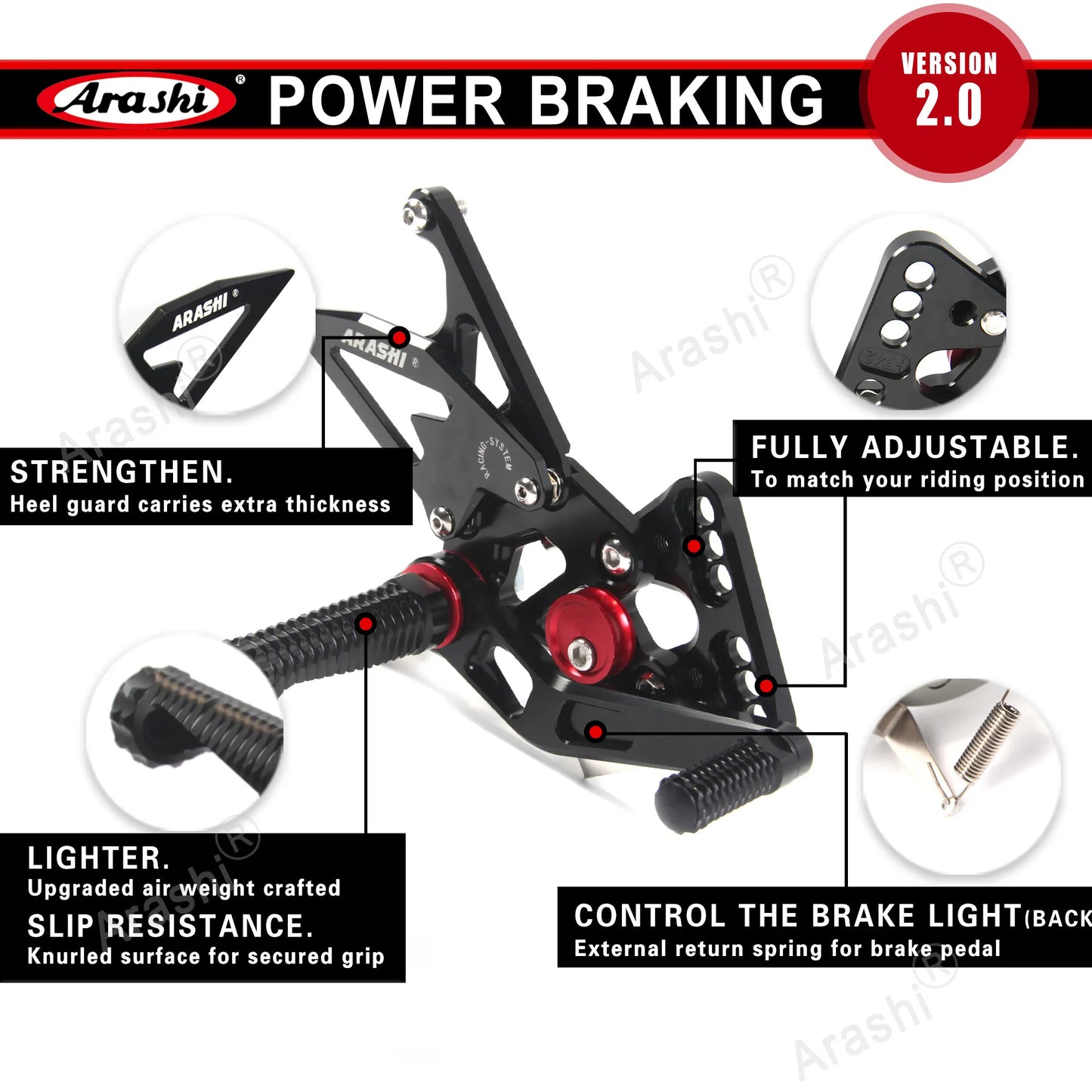 Adjustable Foot Pegs - Compatible with Kawasaki Ninja ZX6R 2005-2024