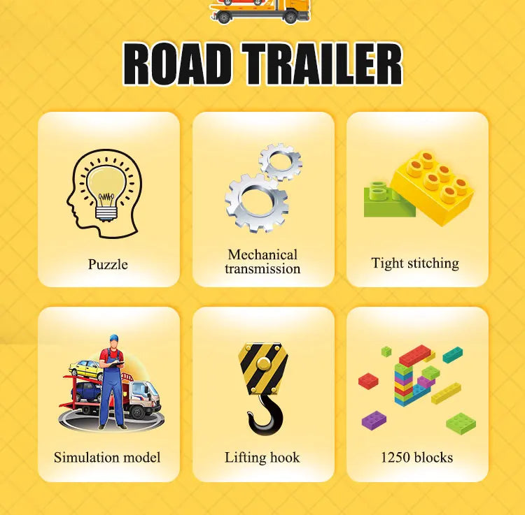 Tow Truck Building Set - 17011 MOC Road Trailer Kit for Teens & Adults
