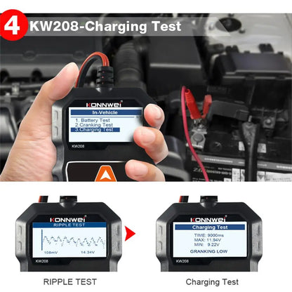 12V Car Battery Tester Analyzer - KW208 CCA, Load Test, Health Diagnostic Tool