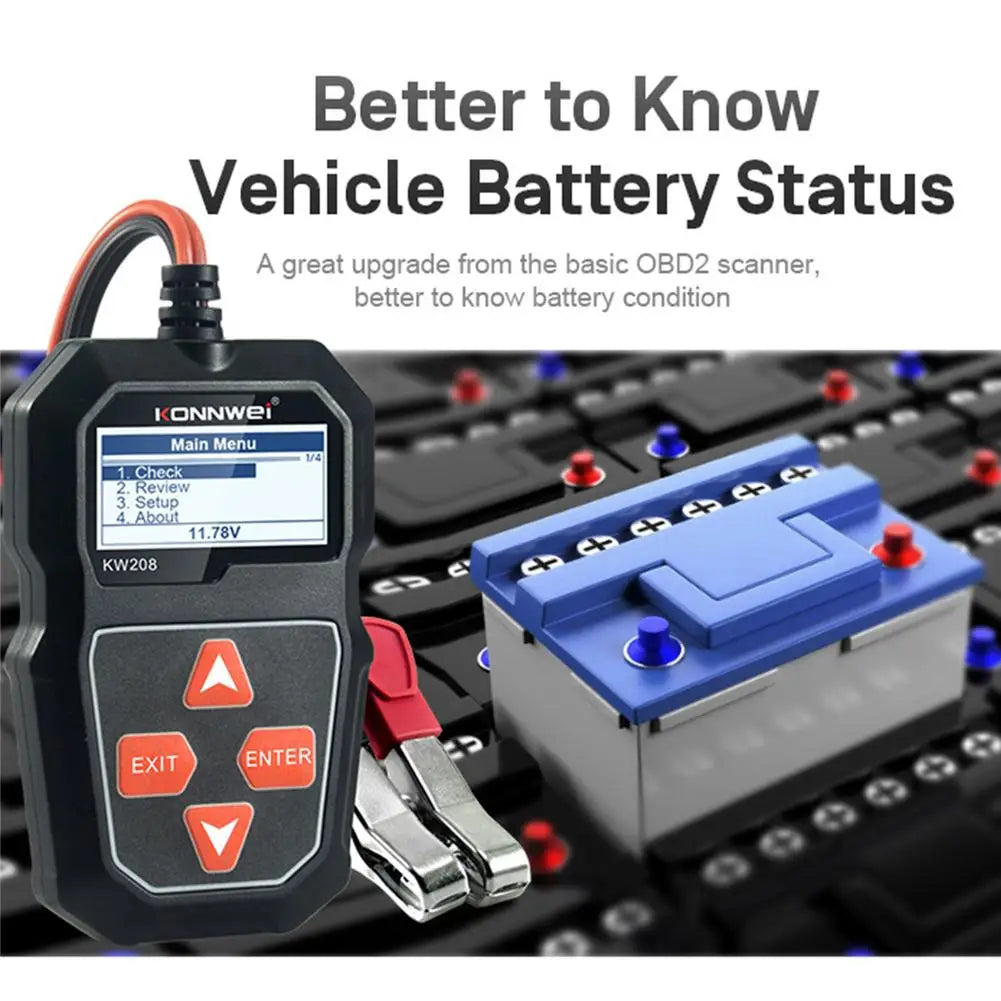 12V Car Battery Tester Analyzer - KW208 CCA, Load Test, Health Diagnostic Tool