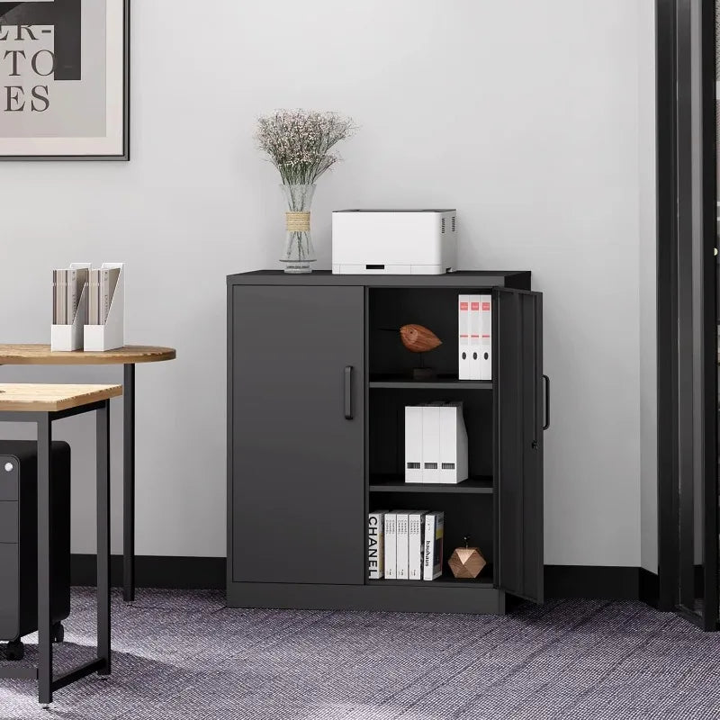 Lockable Metal Storage Cabinet with Adjustable Shelves, Garage & Office Use