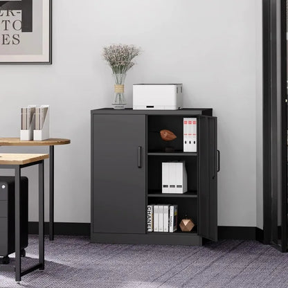 Lockable Metal Storage Cabinet with Adjustable Shelves, Garage & Office Use