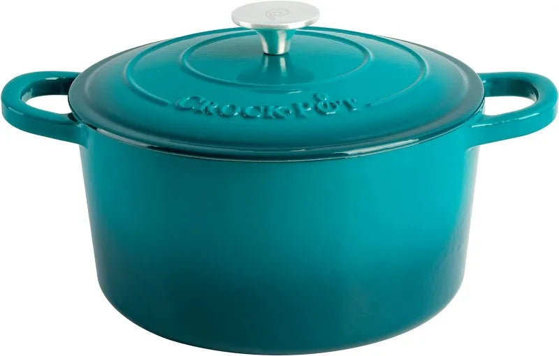 7-Quart Oval Enameled Cast Iron Dutch Oven, Sunset Orange, with Lid