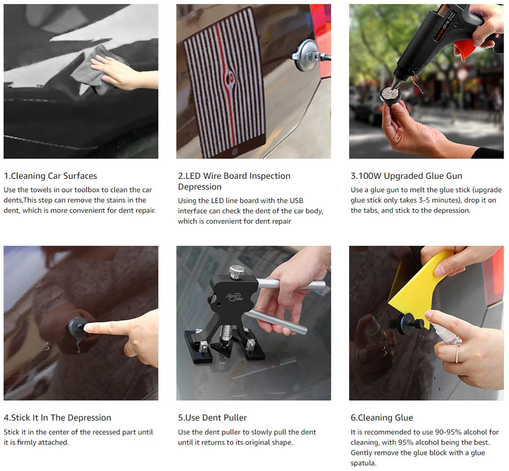 Paintless Dent Repair Kit - Car Dent Removal Tools, Slide Hammer, Glue Gun